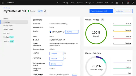 screenshot of IBM Cloud Kubernetes Service